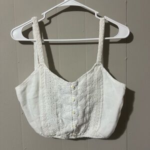 American Eagle Outfitters White Eyelet Crop Top